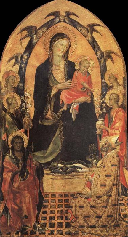Gherardo Starnina The Madonna and the Nino with San Juan the Baptist, San Nicolas and four angeles oil painting picture